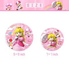 Princess Peach Birthday Decor Party Supplies Set Plates Cups Tablecloth Napkins