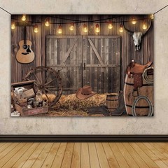 7x5FT Western Cowboy Backdrop Party Decorations Wild West Rodeo Decor Rustic