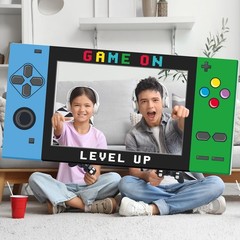 Video Game Photo Props Gaming Party Props Level Up Birthday Decoration Handhe…