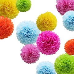 12 PCS Tissue Paper Pom Poms Flower Ball Party Decorations Fiesta Colorful