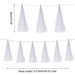30 x White Tassel Garland Banner with Rope