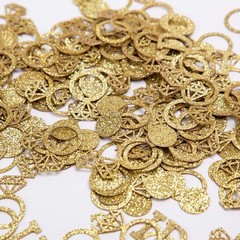 Gold Wedding Table Confetti,Glitter Paper Diamond Ring Confetti, I Do Engage…