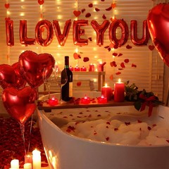 Red Romantic Room Decorations Kit with 16 Inch I Love You Letter Banner 6 Pcs…