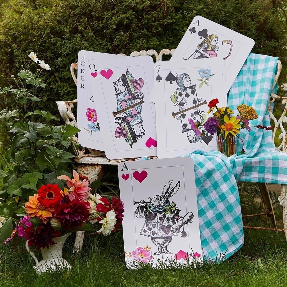 8 Reusable Oversized Playing Cards – Alice in Wonderland Party Decor, Mad Hatter