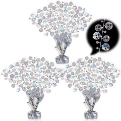 3 Pcs Disco Table Decorations Metallic Gleam Foil Spray Centerpieces Silver D…