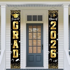 Graduation Decorations 2026 Set Black Gold, Congrats Grad Decor Set with Bann…