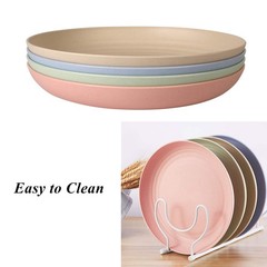 CAMBUY Wheat Straw Plates Lightweight Large, Large Double Multicolour