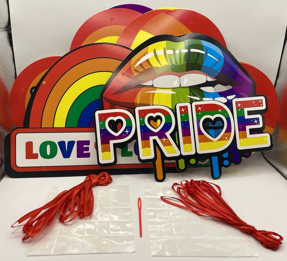 Pride Month Rainbow Banner Decorations Pack – LGBTQ+ Cardboard Signs DIY Kit