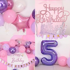 5th Pink Purple Decorations,Pink Purple 5th Balloons for Girls Lavender Party…