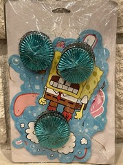 S1) SpongeBob SquarePants Yellow Paper Party Foil Hanging Decorations VTG 2001