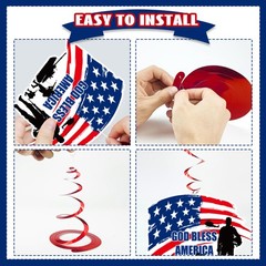 Memorial Day Decorations Banner and Hanging Swirls, No-DIY Memorial Day Remem…