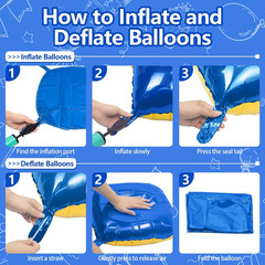 25PCS Blue Gold Square Foil Balloons Wall Backdrop Double Sided Deep Blue Gold B