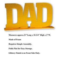 Large DAD Glittery Gold Foam Dining Table Cenerpiece Father’s Day 21″x11″ #279