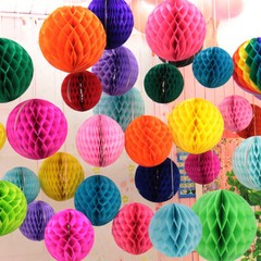 3xLight Gray 4″ HoneyComb Round Tissue Paper Lantern Balls Pom Poms Wedding