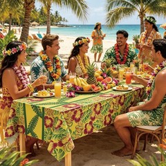 Compatible with Tropical Tablecloth 2 Pack Hawaiian Luau Party Decorations