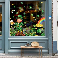 6 Sheets St. Patrick’ s Day Window Clings Window Decal Shamrock Clover Leprecha