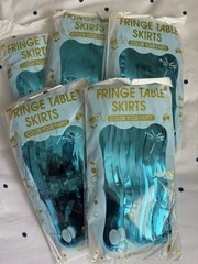 Metallic Foil Table Skirts 5 Pack, 29×108″, Birthday Party Decor, Blue