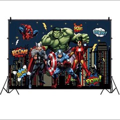 Superhero Avengers Backdrop Large Boys Birthday Party Photo Background Banner