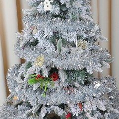 DECORA 33 Feet Silver Tinsel Garland, Christmas Metallic Hanging Tinsel Garland