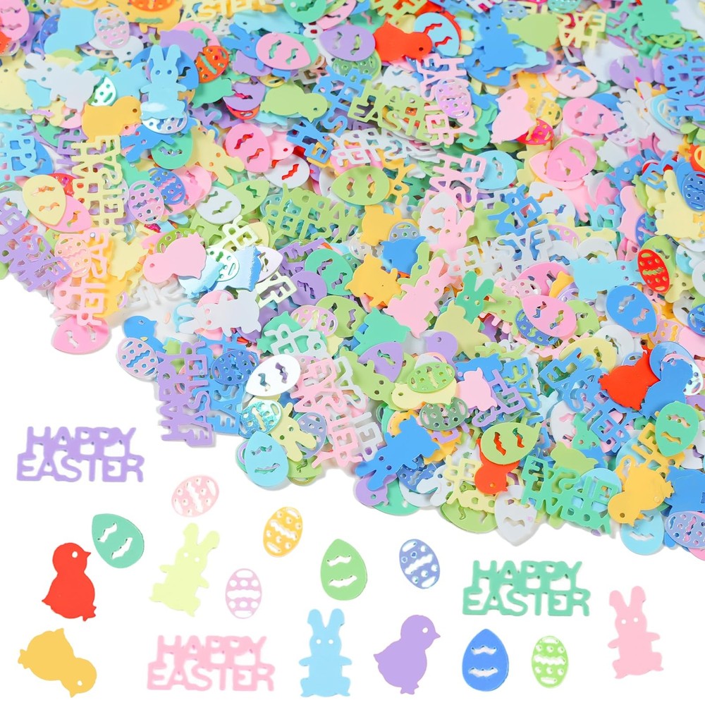 3000 PCS 100g Easter Confetti Colorful Metallic Foil Rabbit Egg Table Decor
