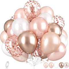 Dusty Pink Boho Blush Balloons, Metallic Rose Gold Retro Pink Ivory White Balloo