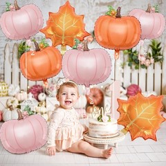 8 PCS Pumpkin Balloons, 21″ Little Pumpkin Baby Shower Foil Balloons Decorati…