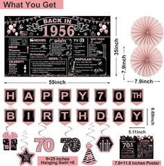 70Th Birthday Decorations for Women,32Pcs Back in 1956 Birthday Party Decoration