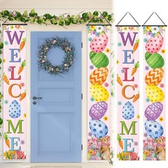 Easter Banners Porch Door Decorations Egg Porch Signs Banners Hanging Front Door