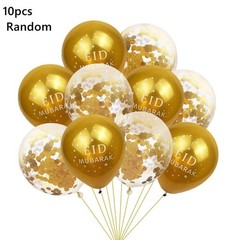 10PCS Eid Mubarak Balloons Black Gold Sequin Latex Party Decorations
