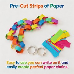 Rainbow Chain Strips and Mirror Star Garland with Double Sided Tape, Chains G…