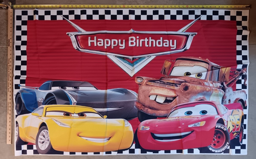 Disney Cars Movie – Happy Birthday Backdrop, Lightning McQueen, 5 x 3ft