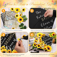 DIY Graduation Cap Decorations Kit Included Faux Flowers 3D Butterfly Self Adhes