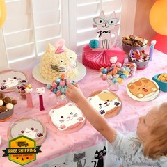 XJLANTTE 40 PCS Cat Birthday Plates Pet Party Decorations, 4 Colors Kitten Pa…
