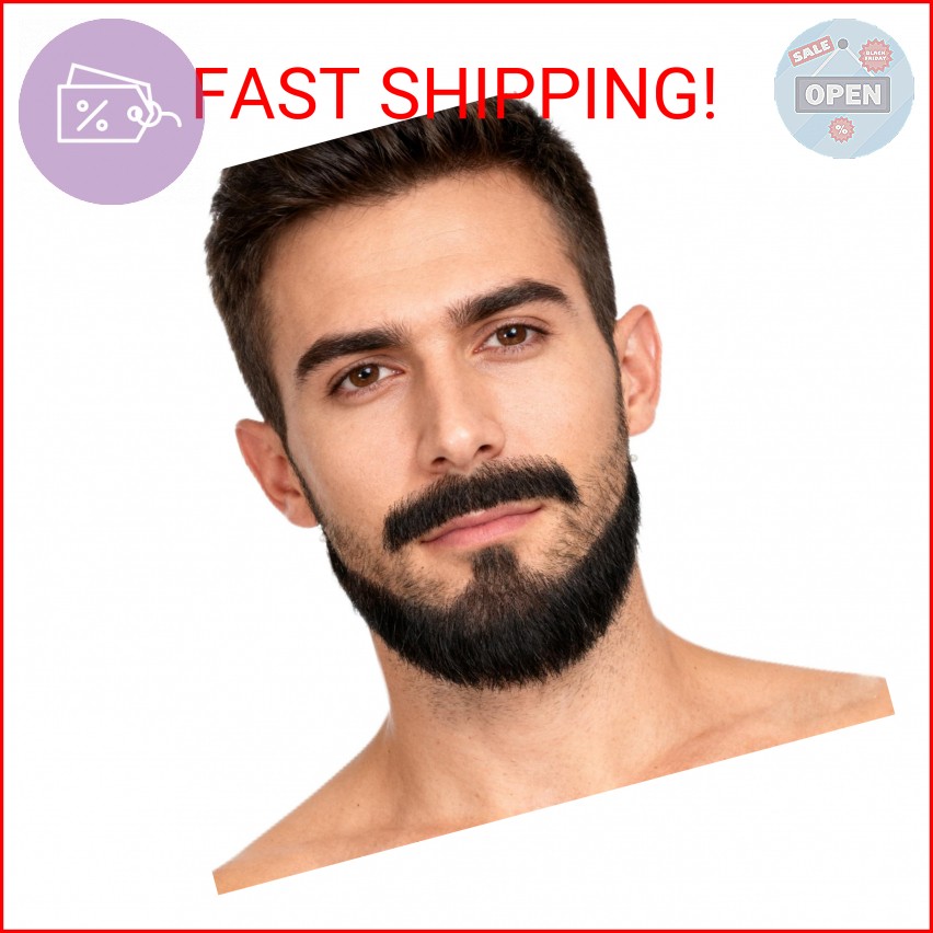 Fake Beard and Mustache Set, Realistic Black Facial Hair, Fake Beard for Men,Nat