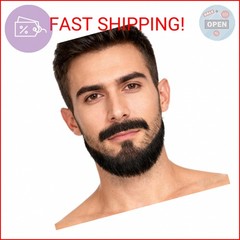 Fake Beard and Mustache Set, Realistic Black Facial Hair, Fake Beard for Men,Nat
