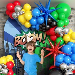 137pcs Red Blue Yellow Green Black Balloon Arch Garland Kit with Balloons for…