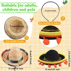 Cagemoga 12 Pieces Mexican Sombrero Headbands Mini Sombrero Party Hats for Ki…