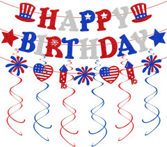 Independence Day Birthday Party Decorations 4Th Of July Happy Birthday Banner