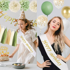 Upgraded Sage Green Birthday Party Decorations for Girls Women with Happy