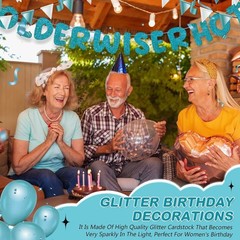 Funny Teal Glitter Birthday Banner Set – Pre-Strung for Effortless Celebrations