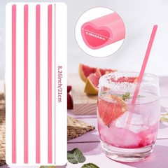 50pcs Pink Heart Shaped Straws Cute Plastic Drinking Heart Straws Disposable for