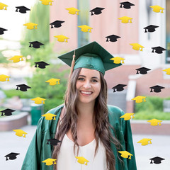 Gold and Black Graduation Cap Confetti 2026, Class of 2026 Table Centerpiece Gra