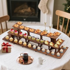 Wooden 3-Tier Display Stand Cupcake Riser for Dessert Jewelry Retail Organizer