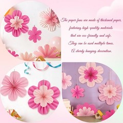 Paper Flowers Decorations Spring Summer Party Floral Backdrop Decor Pink 9 PCS