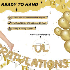 Pre Strung Congratulations Quitter Glitter Banner Funny Retirement Banner Gradua