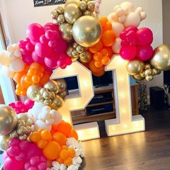 Pink and Orange Balloon Garland Arch Kit, 177Pcs Explosion Star Balloons Hot …