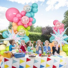 Summer Tropical Balloon Arch Garland Kit Iridescent Star Balloons and Transpa…