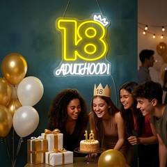 Happy Birthday Neon Sign – Dimmable LED Light Up Wall Decor for 18th Party, USB