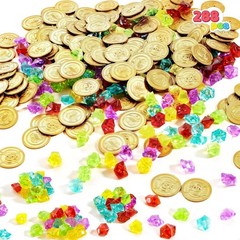 Pirate Gold Coins & Gems Playset – 288 Durable Pieces for Memorable Parties!