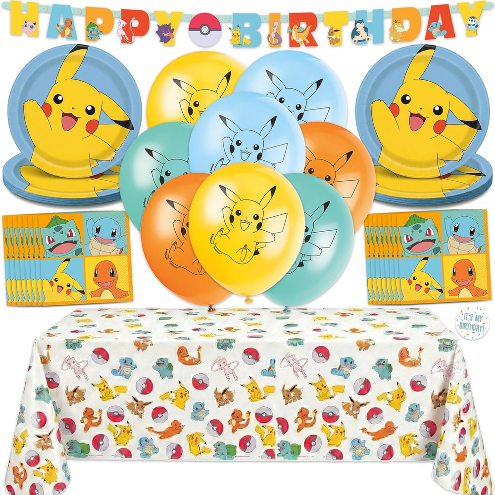 Pokemon Birthday Decorations Party Supplies for 16 – Officially Licensed Balloon